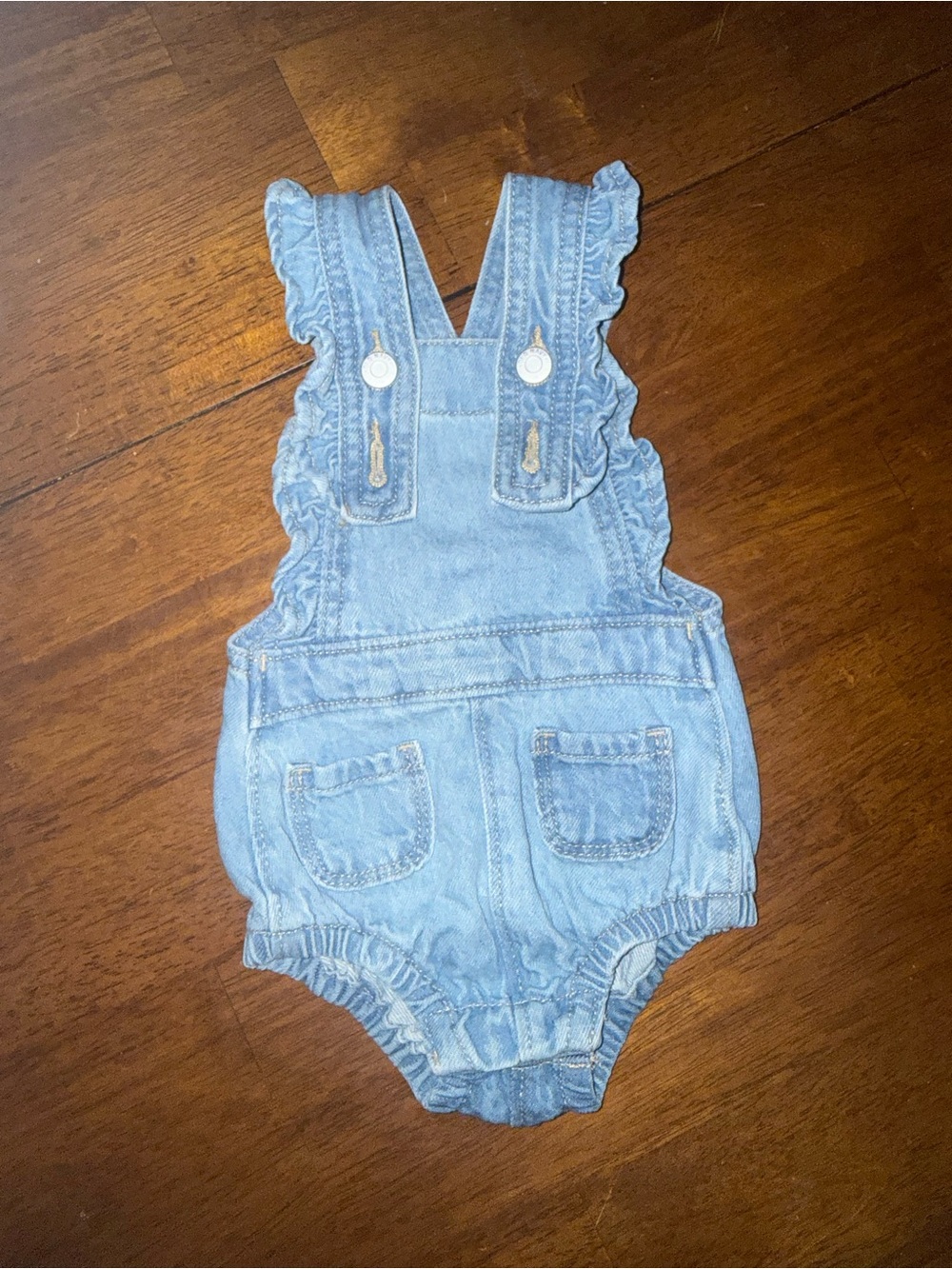Old Navy Light Blue Denim Ruffle-Strap Baby Overalls